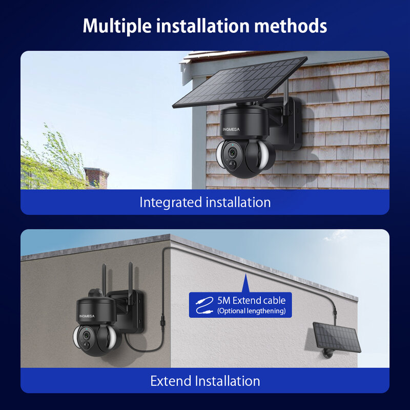 Cámara TUYA con Panel Solar, detección de movimiento PIR, se puede instalar por separado, videovigilancia CCTV compatible con Alexa, nueva