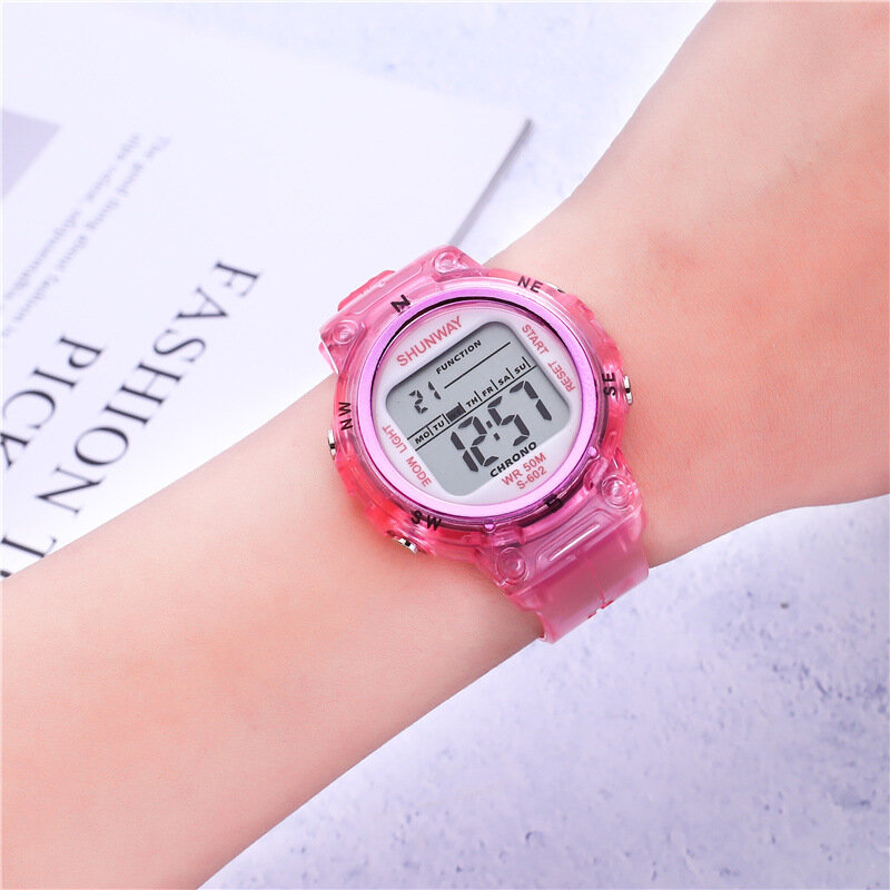 Pływanie elektroniczny zegarek LED sportowe cyfrowe 5Bar zegarki wodoodporne dla 3 ~ 12 lat chłopcy dziewczęta Casual zegar dziecięcy prezent 602