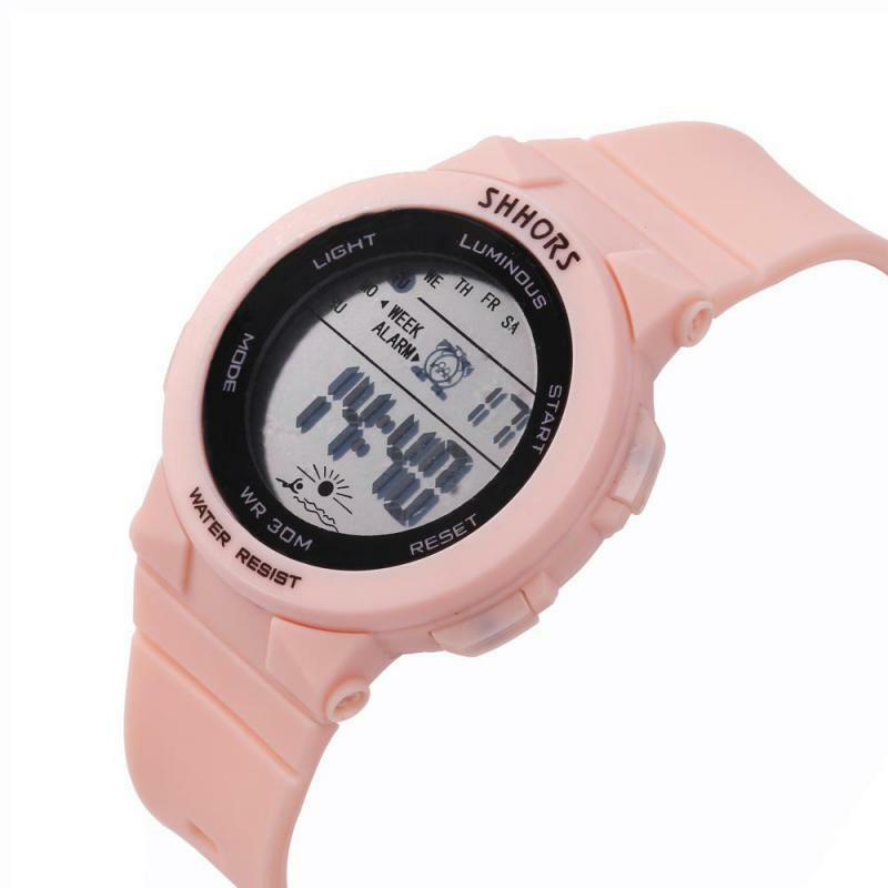 Shhors Mode Sport Led Digital Frauen Uhren Rosa Silikon Band Wasserdicht Uhren Top Verkauf Artikel Aliexpress Großhandel Klok