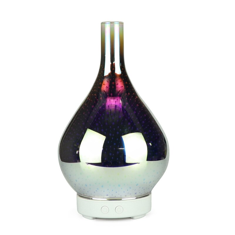 3D Vuurwerk Glazen Vaas Vorm Luchtbevochtiger Met 7 Kleur Led Nachtlampje Aroma Olie Diffuser Mist Maker Ultrasone humi