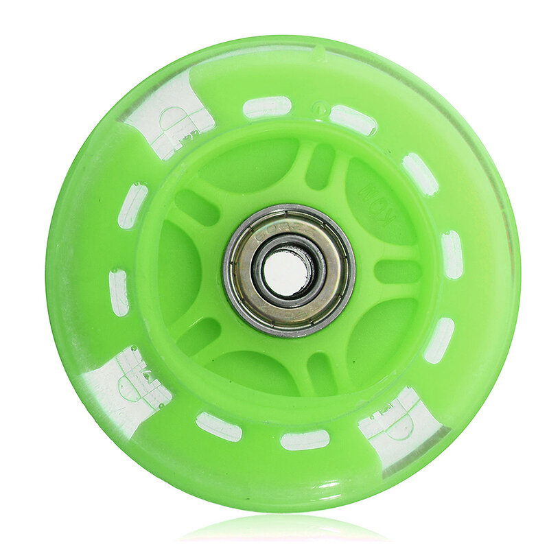 Rueda de Flash silenciosa para patinete, rueda de juguete con luz intermitente, color rosa, azul, negro y verde, piezas de metal para monopatín