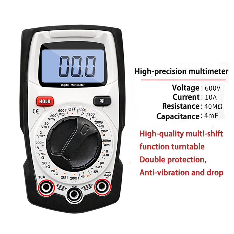 DT-660B Multi-function Digital Multimeter DC AC Voltage Current Meter  Anti-Burning Digital Display High-Precision