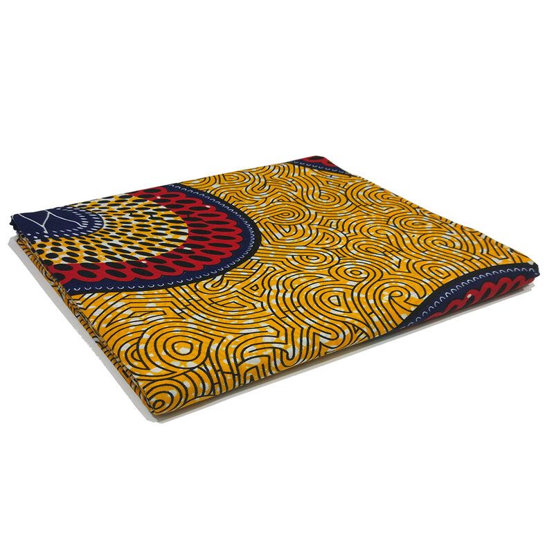 Tela estampada de poliéster amarillo, tejido de cera africana con patrón de Pagne garantizado, novedad de 2019