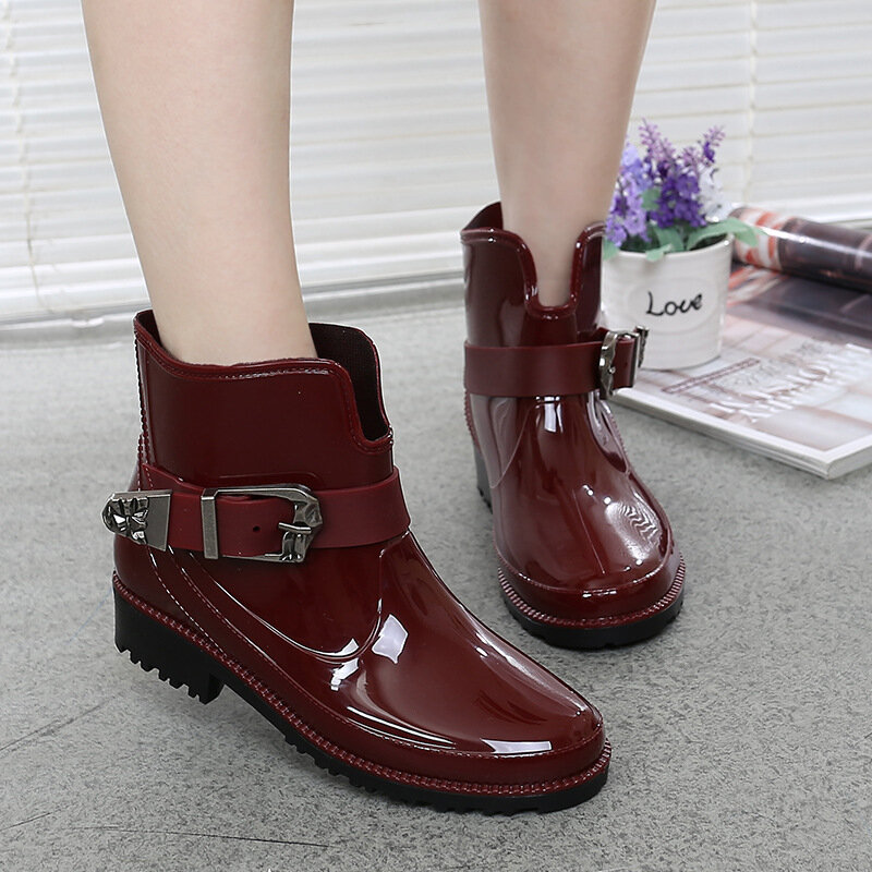 Bottes imperméables à plateforme pour femmes, chaussures de pluie à la mode pour l'extérieur, avec boucle à la cheville, antidérapantes, nouvelle collection 2021