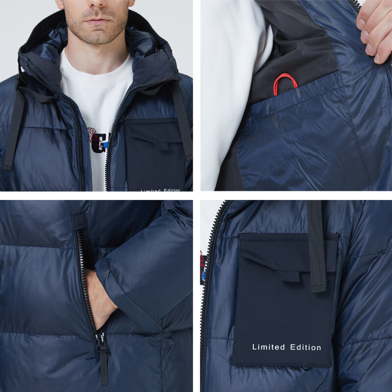 ICEbear-Roupa de viagem masculina com capuz, casaco premium masculino, bolso grande, marca de moda, roupas de inverno, MWD21923I, 2022