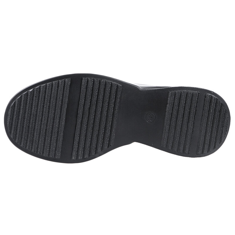 DORATASIA-Botines de piel auténtica para mujer, botas de cuña con plataforma y tacón alto, color negro, 2020