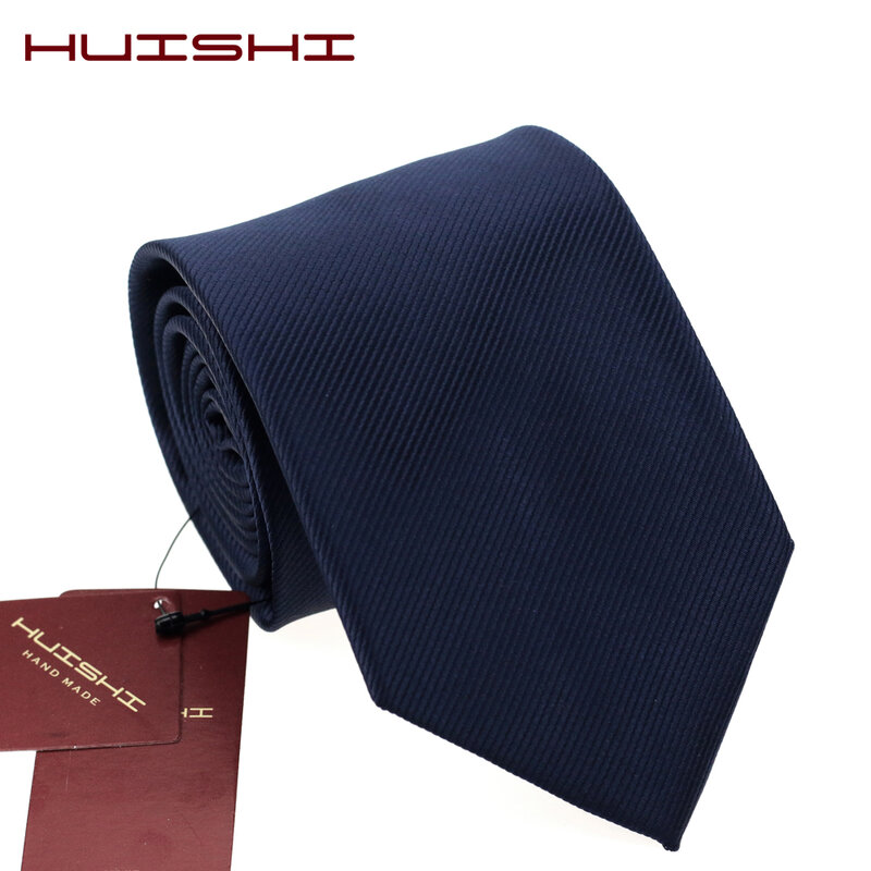 HUISHI 8CM 8 Model Dasi Leher Warna Biru Tua Solid Pria 6Cm Dasi Jacquard Tahan Air Pakaian Sehari-hari Cravat Pesta Pernikahan untuk Pria