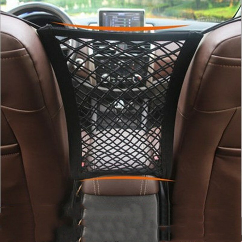Interior do carro tronco assento de volta malha elástica net estilo do carro saco de armazenamento bolso gaiola velcro grade bolso titular acessórios do carro trun