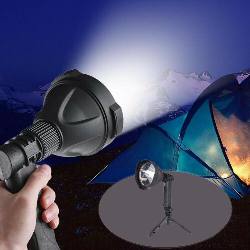 Linterna LED portátil recargable, foco de mano de 10W, para acampar y cazar, se puede usar como banco de energía