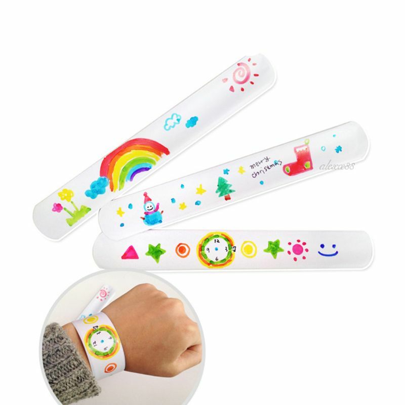 12 Pcs braccialetti schiaffi in bianco fai-da-te bomboniere regali di pasqua per bambini Art Craft Kindergarten