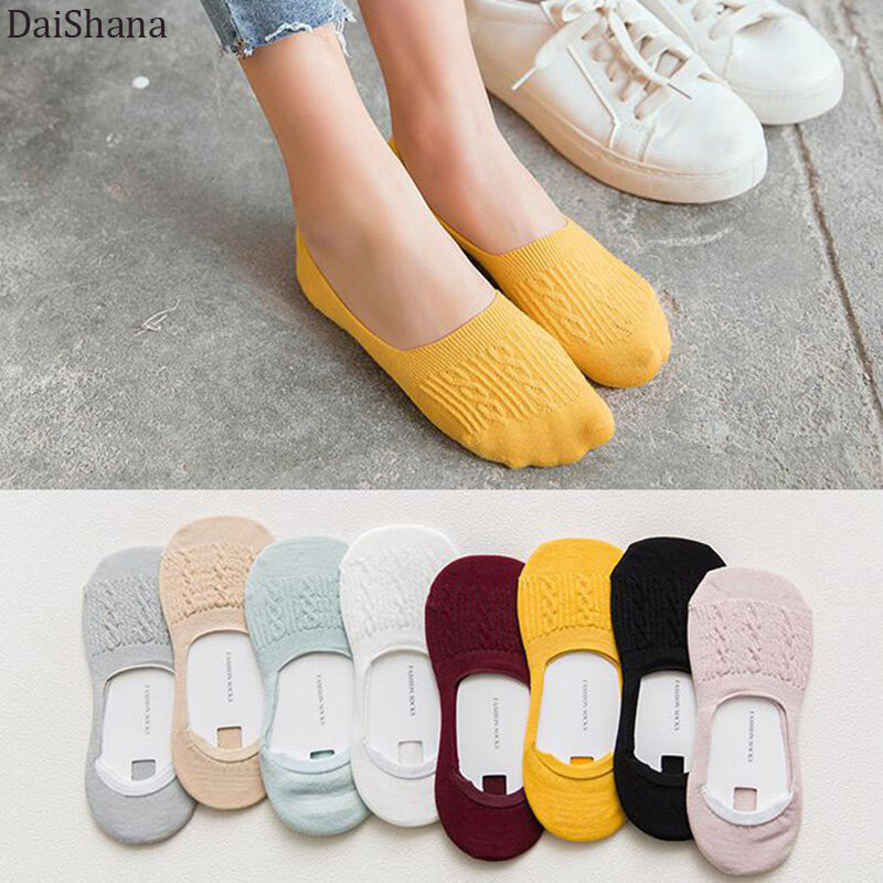 5 pares de meias femininas soild engraçado algodão curto tornozelo meias bonito softable verão sliper meias 36-43eur