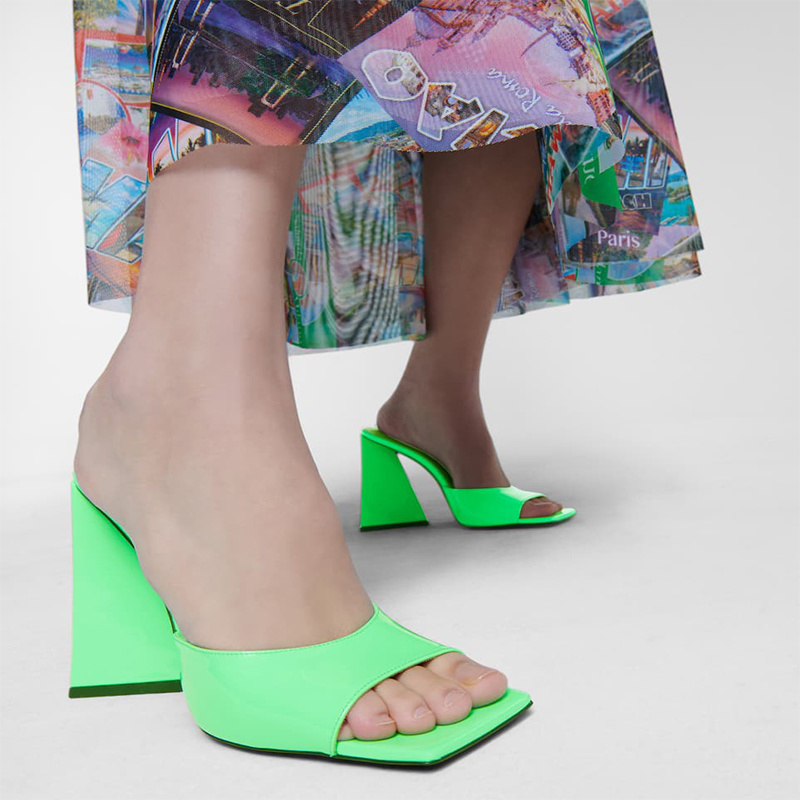 Sandálias de material especial feminino verão feminino sthick-souled chinelos de salto alto 10.5/7.5cm de salto grosso festa club chinelos