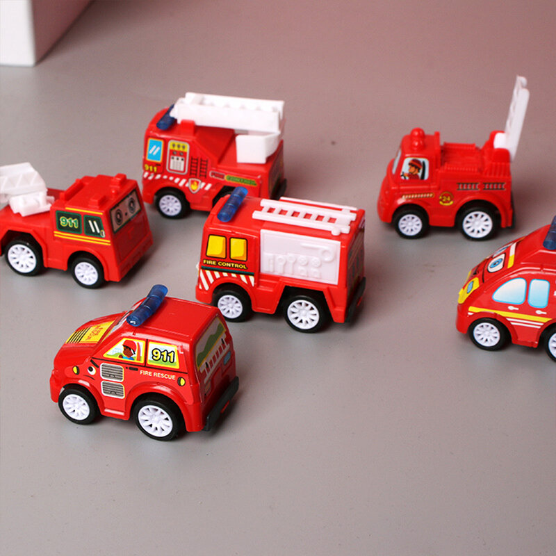 Kids Mini Cars Model Toy Car 6pcs New Pull Back Mobile Vehicle Boys Toys Taxi Fire Truck Model For Children Gift Diecasts Toy