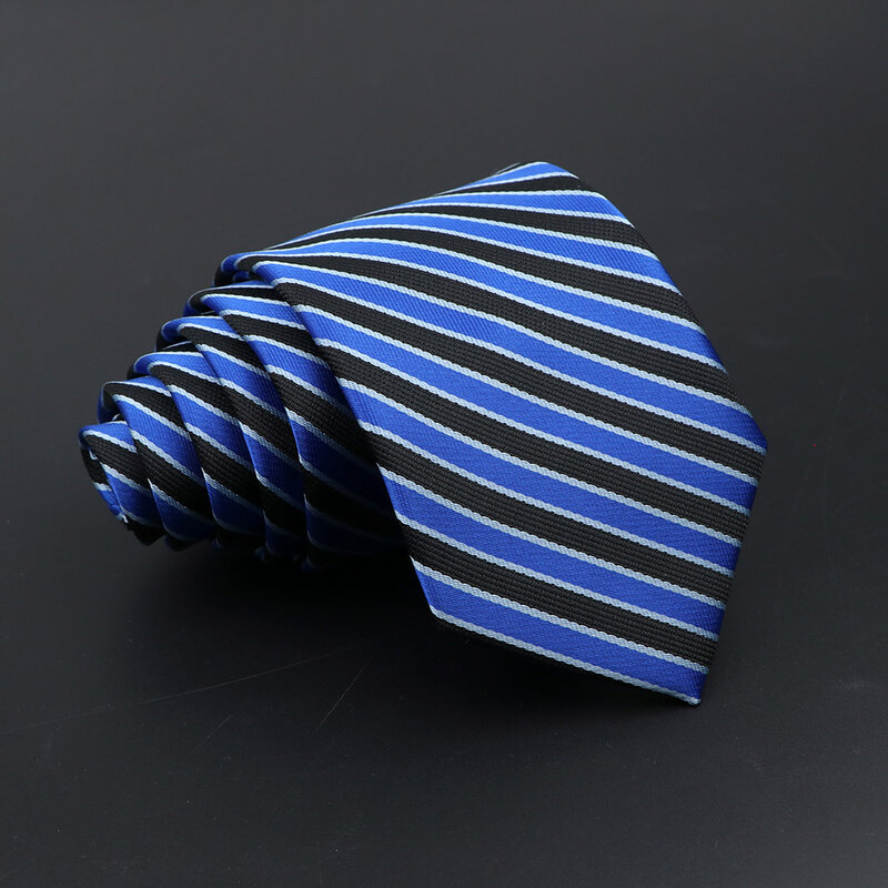 Klasyczny krawat dla mężczyzn biznes solidny kolorowy pasek Plaid kropki 7cm żakardowa suknia ślubna krawat odzież na co dzień Cravat akcesoria prezent