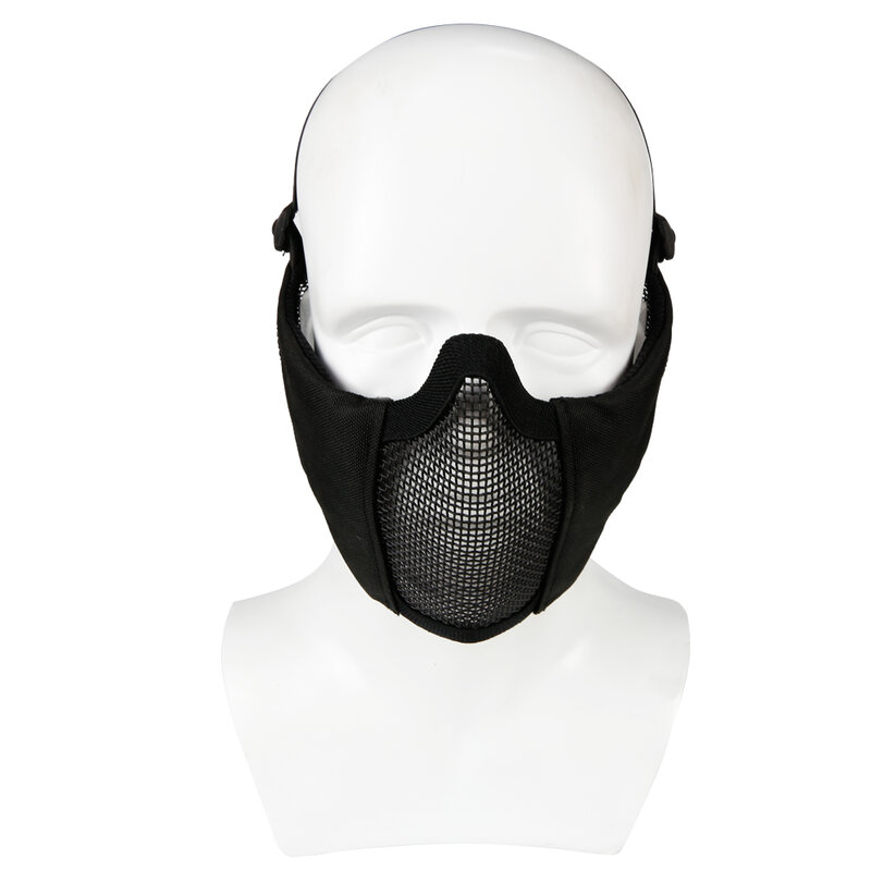 Set Airsoft Masker Setengah Wajah Jaring Baja dan Kacamata Antikabut dengan Kipas Mini Perlindungan Mata untuk Tembak Airsoft Paintball BB