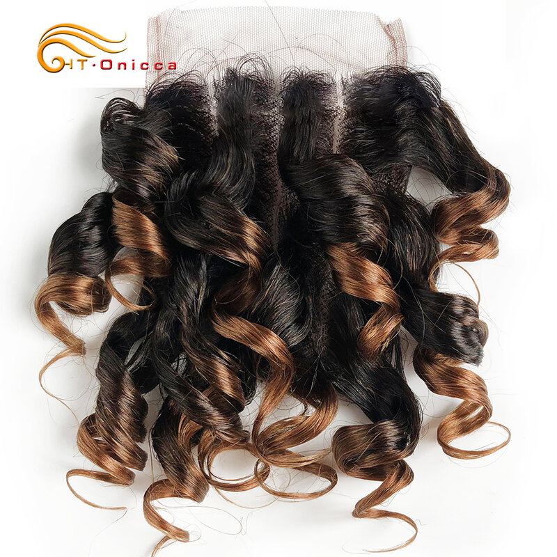 Short Ombre Human Hair Closure 4x4 Short Brazilian Hair Three Part Mid Part Transparent Lace Closure with Baby Hair Extension