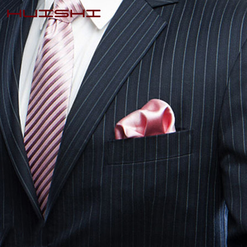 HUISHI-Pañuelo cuadrado de bolsillo para hombre, pañuelo de alta calidad, Color sólido, moda Vintage, boda y negocios