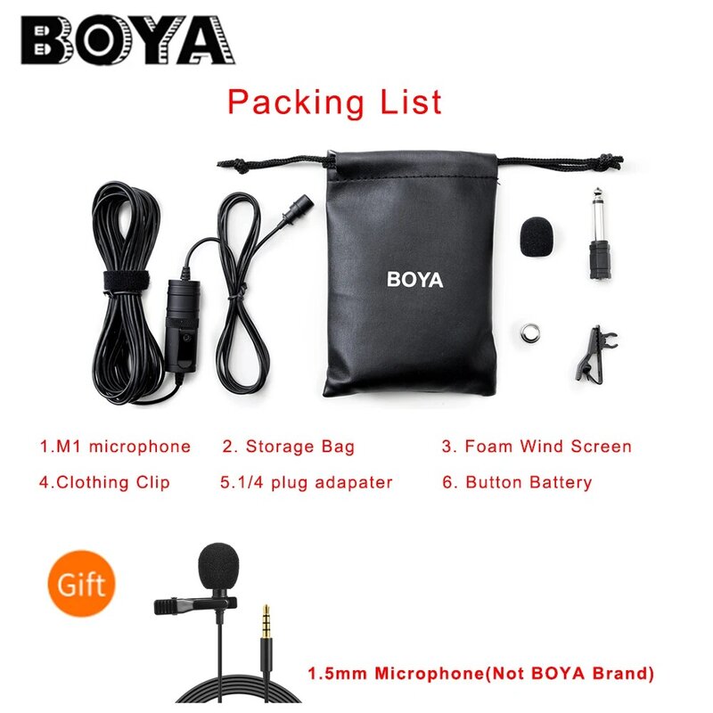 BOYA BY-M1 Label Lavalier Omni-directional Condenser Microphone for iPhone Android SONY Canon Nikon DSLR Audio Recorders микрофо