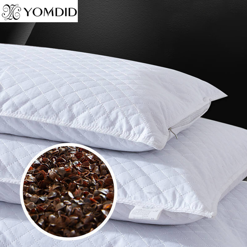 Yomded-首の保護枕,幾何学的形状の市松模様のバックル,小麦の充填クッション,家庭やオフィスの睡眠用