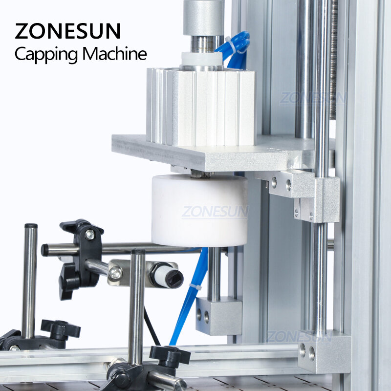 ZONESUN ZS-XG1870D Pneumatic Automatic Glass Bottle Cap Cork Press Machine Jar Whisky Plastic Bottle Capping Machine