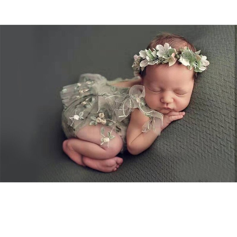 Neugeborenen Fotografie Requisiten Hut Baby Spitze Romper Body Outfit Fotografie Mädchen Kleid Foto Schießen Kostüm