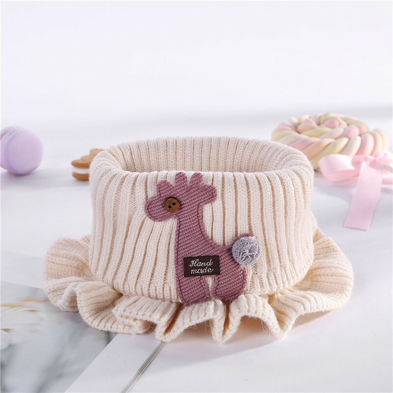 New Cute Cartoon Winter Baby Scarf Kids Knitted Warm Girls Scarves Ring Soft Toddler Thick Bib Children Neck Collar Infant Bibs