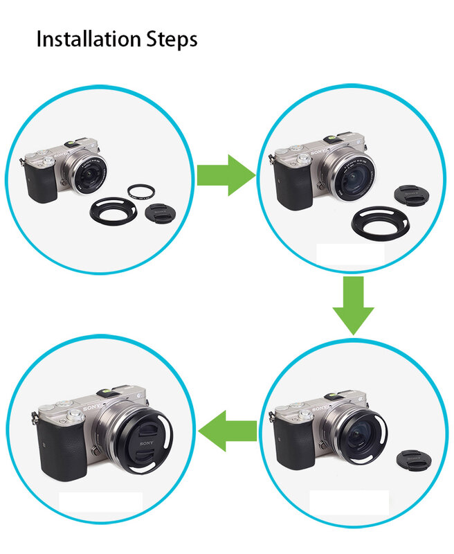 BIZOE 40.5Mm Lens Hood Kamera SONY 16-50 Lens NEX5C3N5T 5R Micro Single ASX Camera A7M3M2R2S2A9 Hitam
