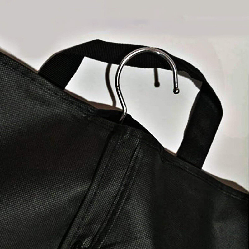 Bolsa de ropa no tejida portátil a prueba de polvo, cubierta de bolsa de almacenamiento de traje, bolsa de traje de ropa, maletero negro, funda de chaqueta de vestido