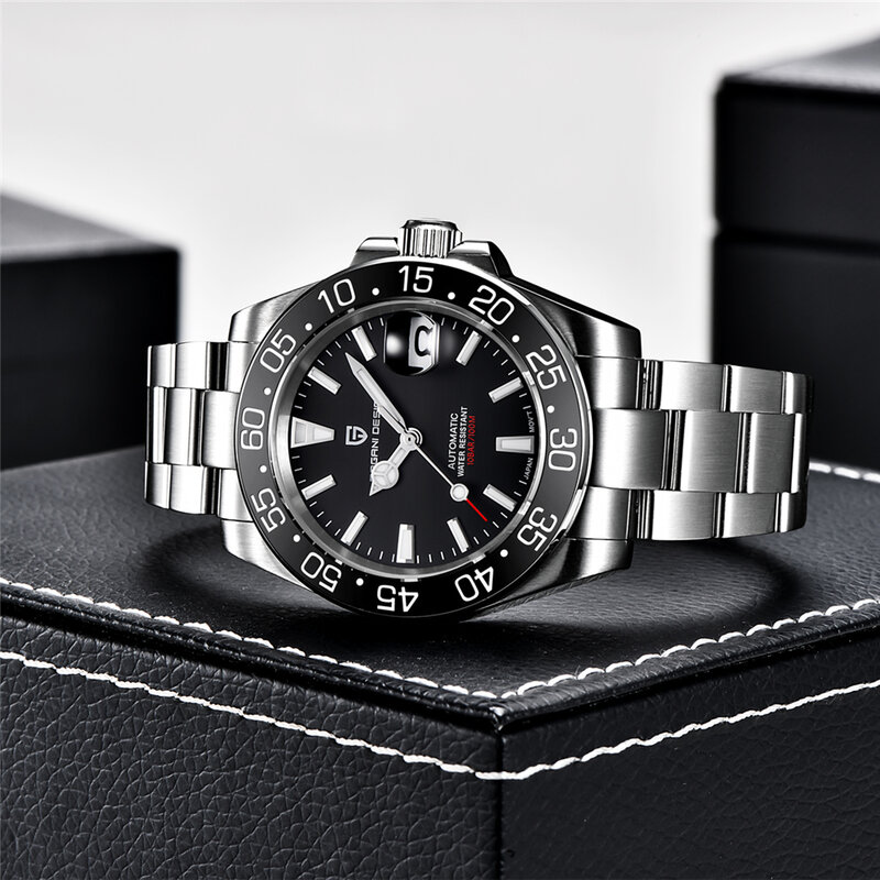 PAGANI Design jam tangan mekanis pria, arloji bisnis otomatis baja tahan karat safir NH35a
