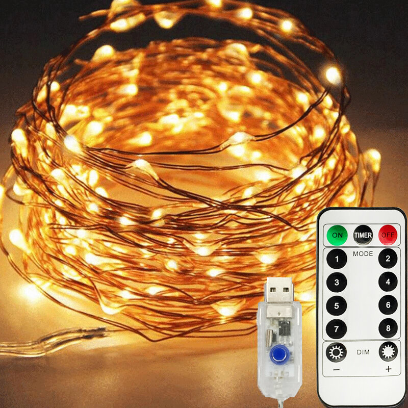 3/4/5/10/20M LED Light bajkowy zasilacz USB String drut miedziany choinka bożonarodzeniowa DIY ślub dekoracja walentynkowa.
