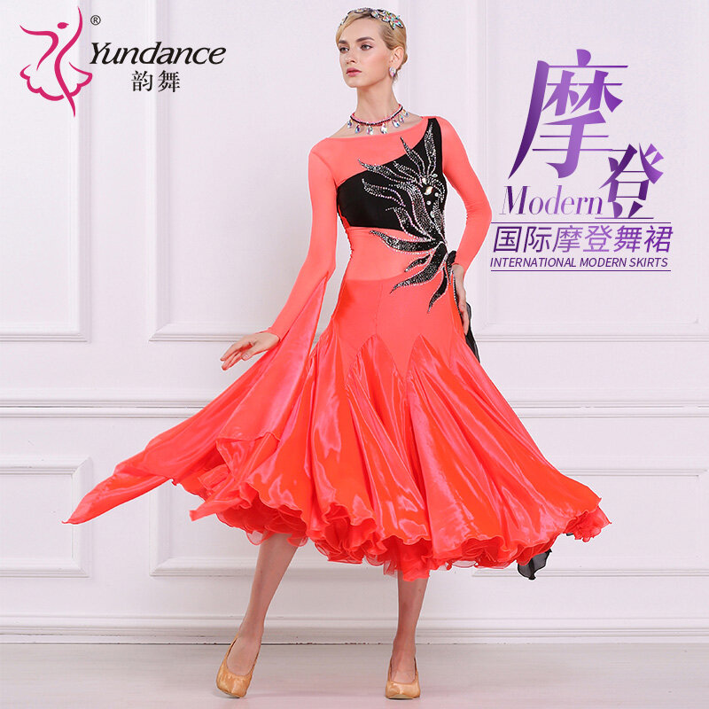 2020 Baru Standar Nasional Tari Modern Kostum Melakukan Gaun Ballroom Waltz-B-1694