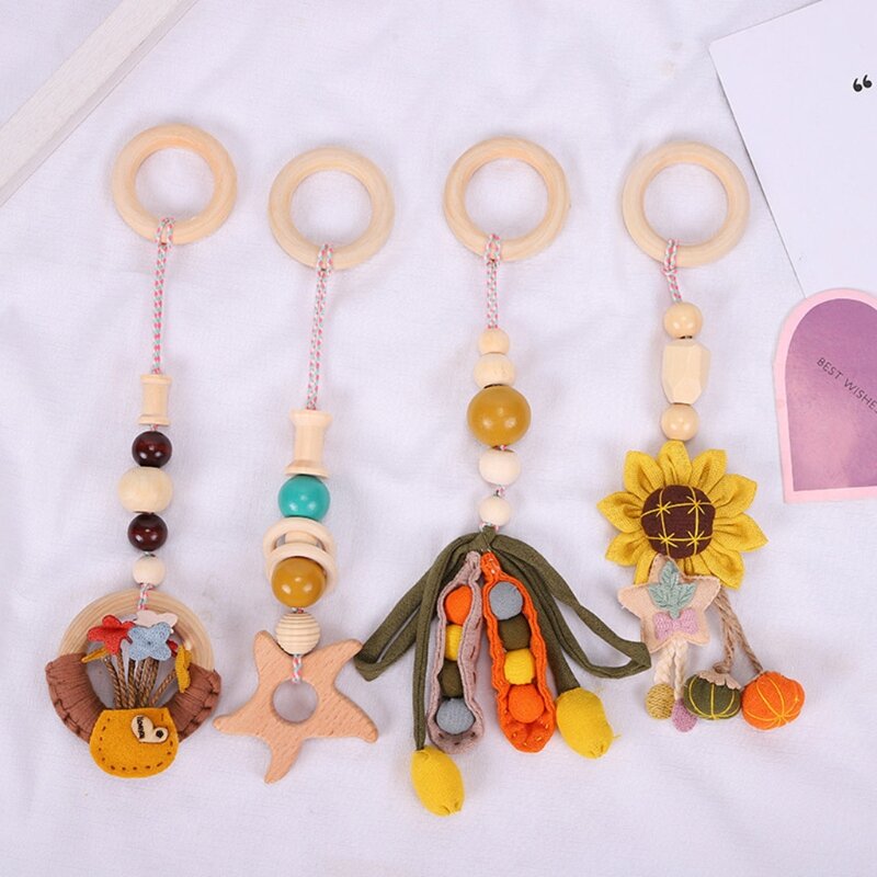 Pendentifs en bois pour décoration de la chambre du bébé, jouets, anneau de dentition, jouets d'allaitement, cadre de jeu,
