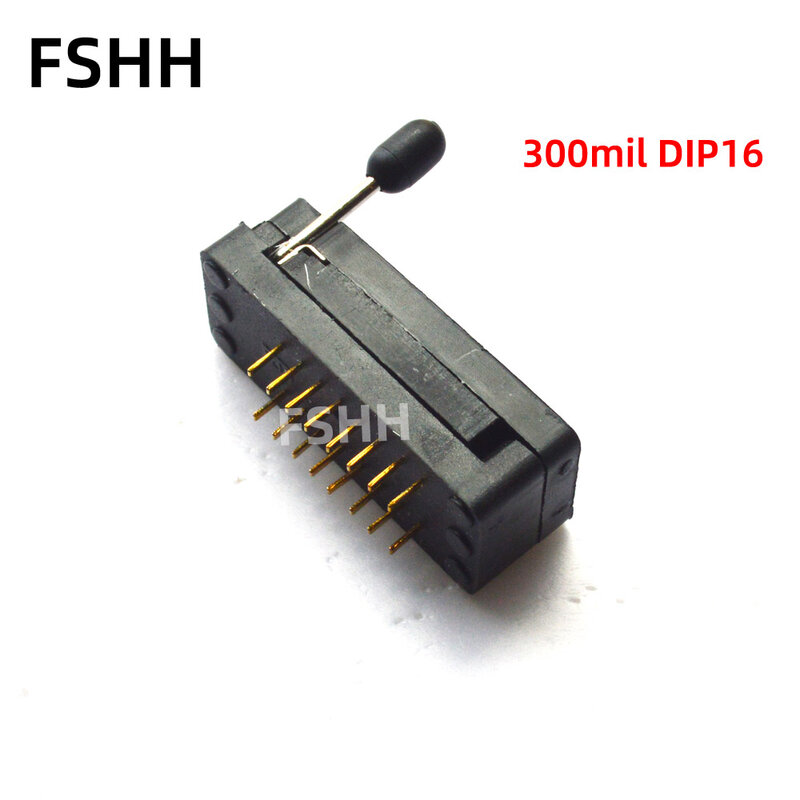 FSHH 216-3345 ซ็อกเก็ต 300mil DIP16 ซ็อกเก็ตทดสอบ 16PสีดำสีเขียวICล็อคซ็อกเก็ต