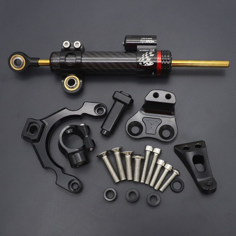 Estabilizador de amortecedor de direção de fibra de carbono motocicleta para kawasaki z900 z 900 amortecedores suporte de montagem kit 2021 2020 - 2017