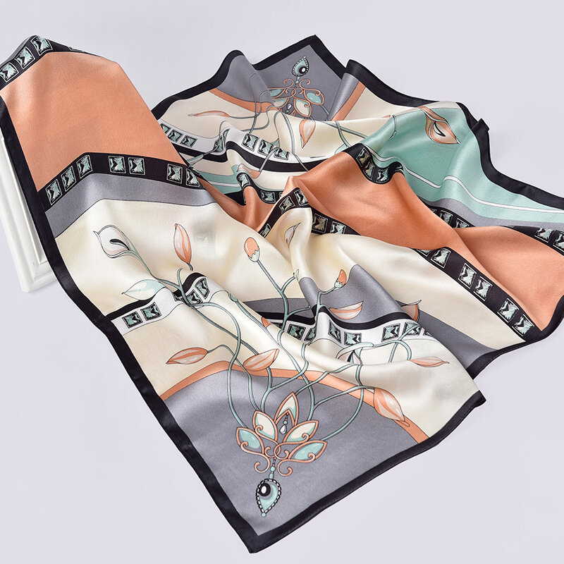 100% Silk Square Scarf for Women 65x65cm Beautiful Design Pattern Printed Luxury Elegant Silk Kerchief Handkerchief Real Silk