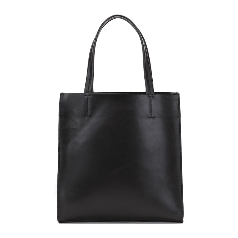 simple vintage men's women's tote bag casual genuine leather holdall ladies shopping shoulder handbags