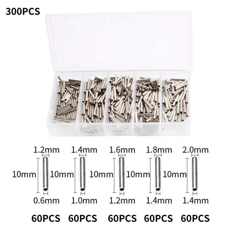 50-300pcs/lot Single copper pipe fishing line Crimp sleeve Copper Tube Connector Wire Pipe Clip Kit Fishing Gear accessories
