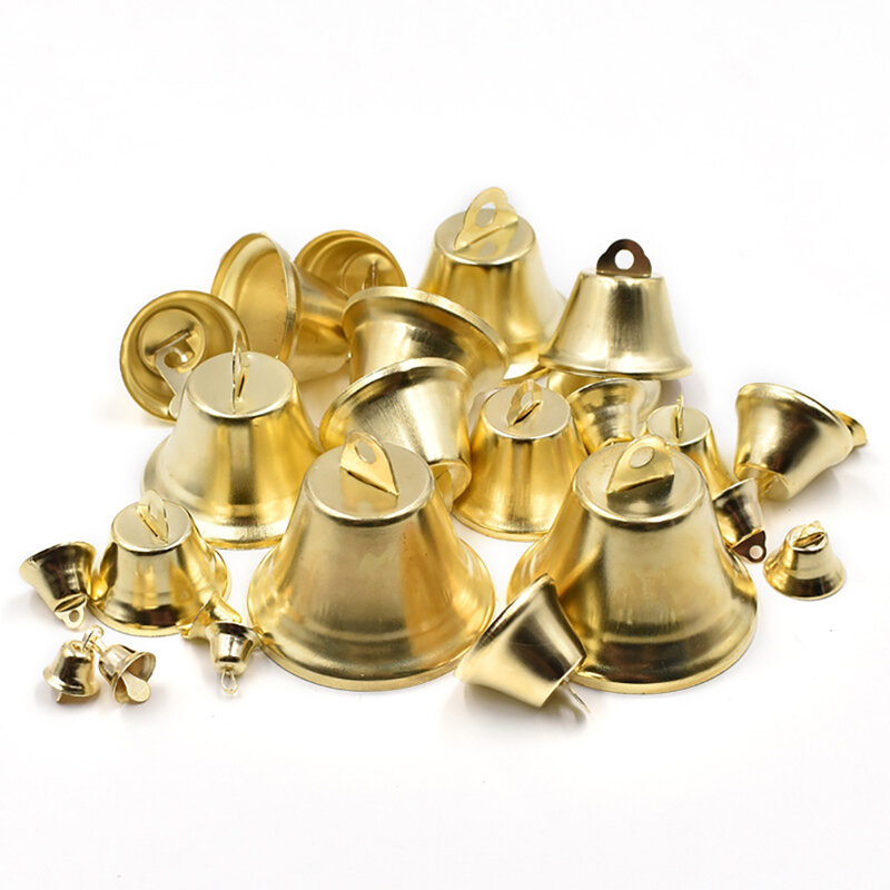 10-50mm banhado a ouro sinos ornamentos trompete mini jingle bells para diy artesanato artesanal pet pendurado festa de casamento decoração de natal