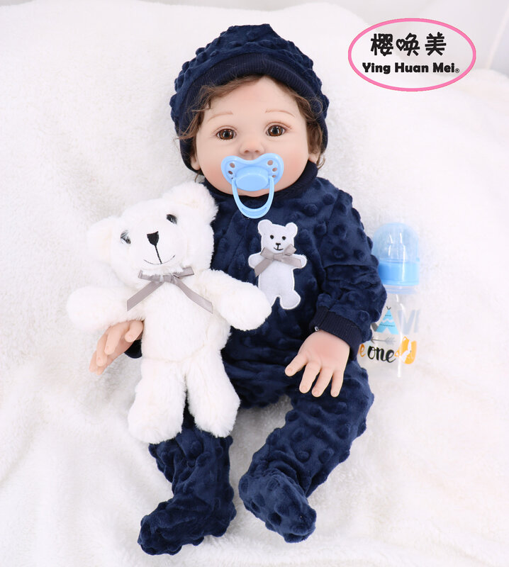 Muñeca de bebé de cuerpo completo de silicona para niñas, de cuerpo completo juguete de bebé recién nacido, de vinilo, tamaño Mini, impermeable, 43CM