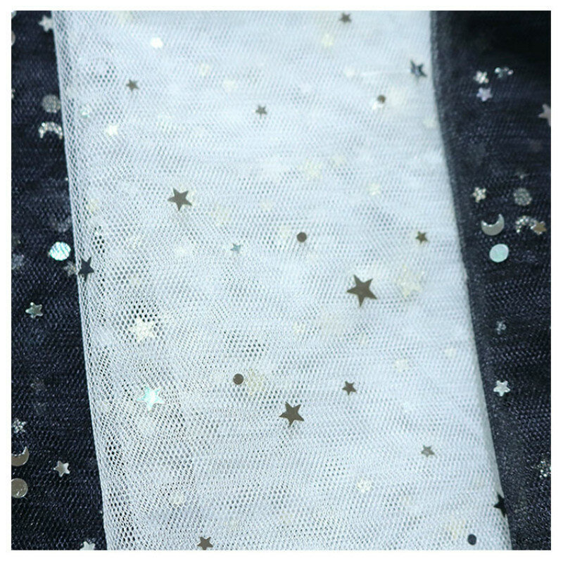 Gradient Mesh Gauze Costumes Fabrics Stars Punching Sequin Fabric DIY Craft Fabric Child Wear Wedding Dress Polyester Fabric