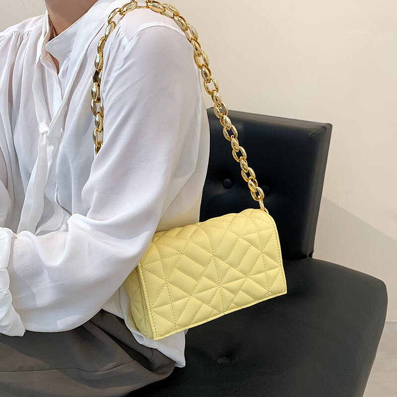 Za moda feminina saco de mão marca de couro do plutônio bolsa de ombro para senhora bolsas pequena bolsa para as mulheres macio ouro metal corrente