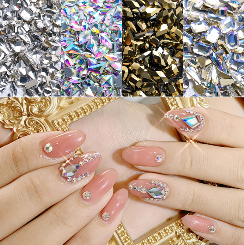 Diamantes de imitación para decoración de uñas, cristales variados AB de 100 piezas, piedras de cristal para uñas 3D, decoraciones para manicura DIY