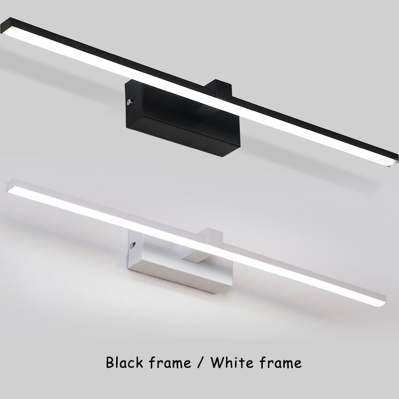 Lámparas LED de pared modernas para baño, luces de mesita de noche, luz frontal de espejo, marco blanco y negro, luz de interior