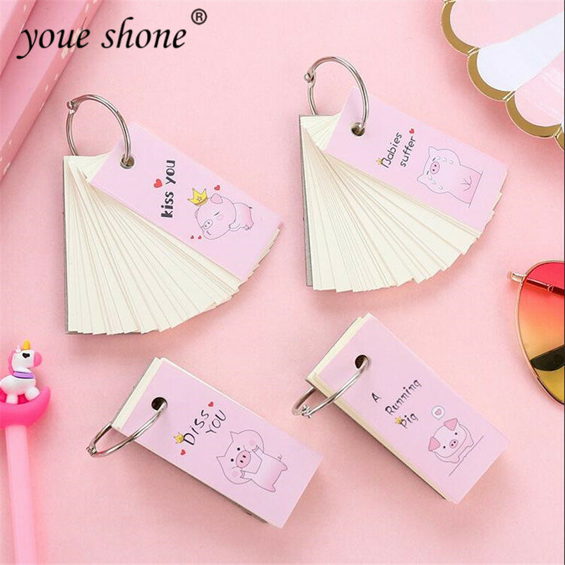 1PCS Piggy Buckle Memo Pad Mini Thick Lron Ring Loose-Leaf Portable Blank Message Memo Memo Pad Small Notebook Student Notebook