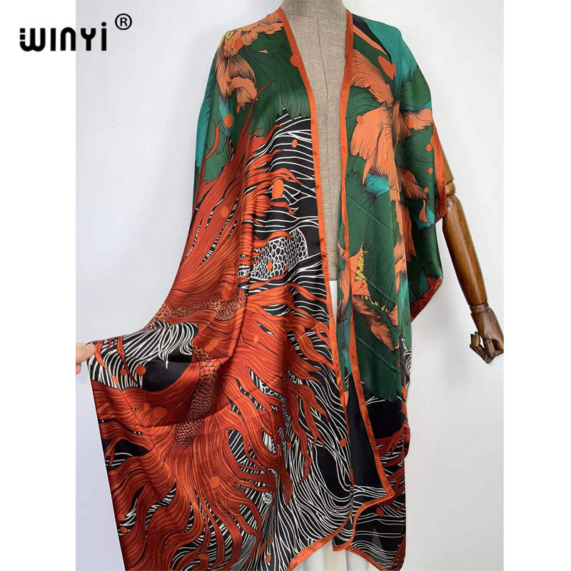 WINYI-cárdigan de manga murciélago con estampado africano para mujer, blusa holgada informal, camisas de playa, Kimono, ropa Bohemia, 2022