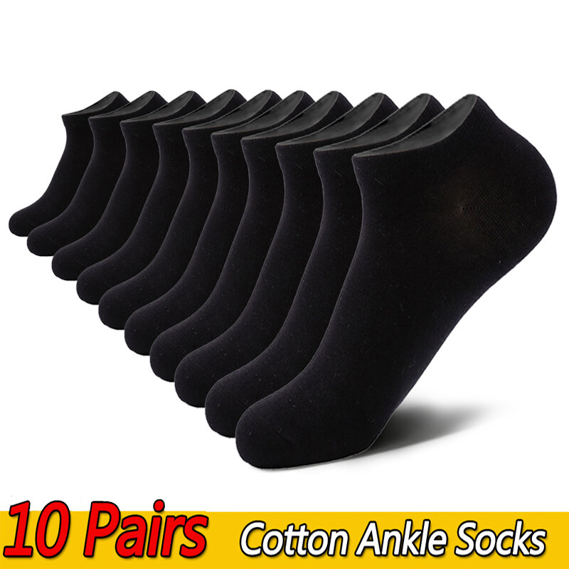 Calcetines tobilleros de algodón para hombre, medias cortas de corte bajo, deportivas, informales, talla 6-11, 10 pares