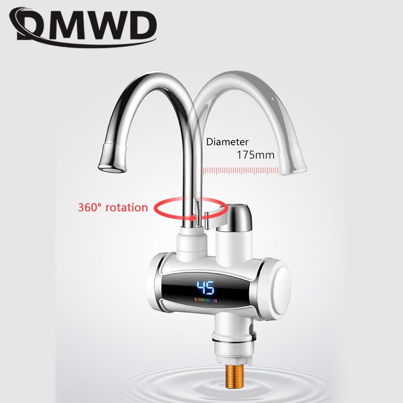 DMWD Household Electric Instant Heating Faucet Hot cold Dual-use Tankless Water Quickly Heating Tap LED Display Kitchen 3300W