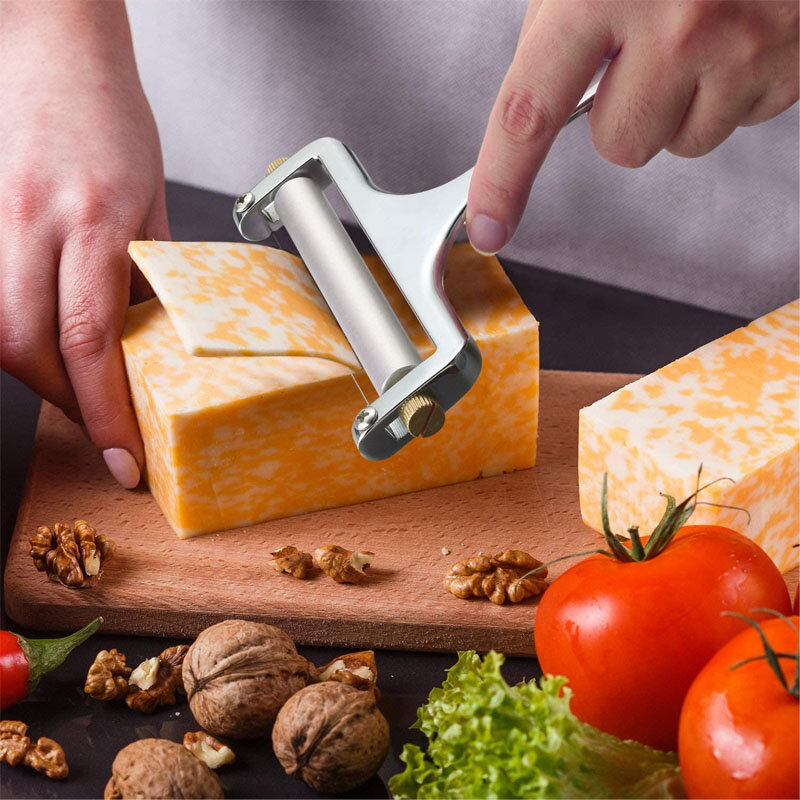 GOALONE 스테인레스 스틸 치즈 슬라이서, 두께 조절 가능 와이어 치즈 커터, 소프트 및 세미 하드 치즈 주방 요리 도구