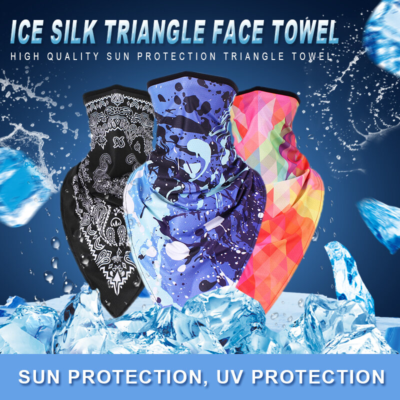 CHING YUN Спортивная маска летняя ледяная шелковая маска для бега солнце Велоспорт цифровая печать Открытый Солнцезащитный ветрозащитный треугольный шарф