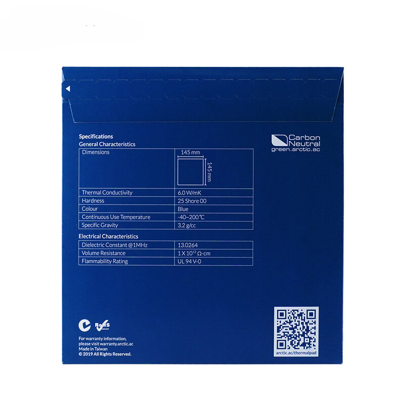 Almofada térmica ártica-adesiva para cpu, gpu, led, silicone, 6 w/mk, condutora, 0,5/1,0/1,5mm